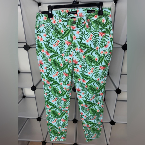 Needle & Cloth Super Soft Stretch Floral Skinny Ankle Pants Green Size 12 NWT - Picture 1 of 8